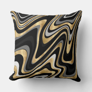 Coussin Motif noir Abstrait  gris or