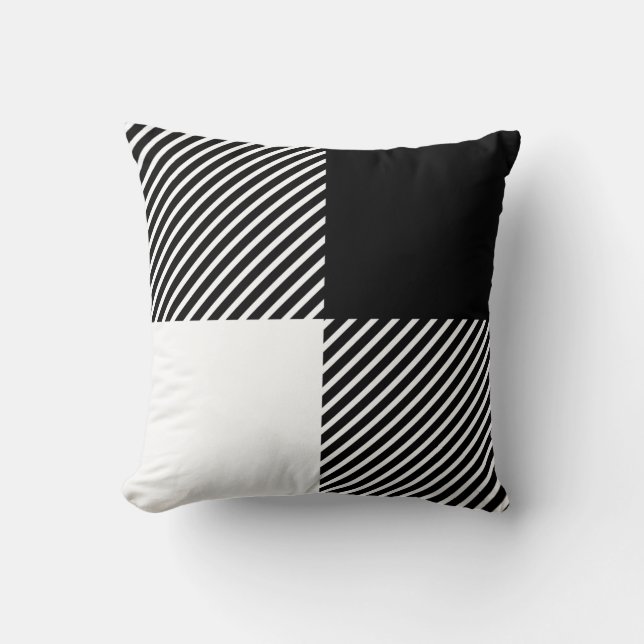 Coussin Motif noir blanc de buffle plaid (Recto)