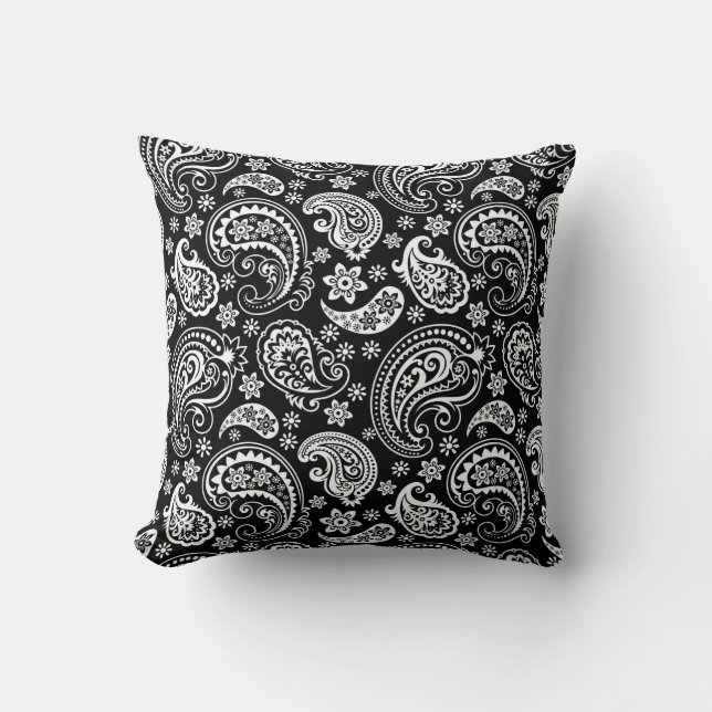 Coussin Motif noir & blanc Ornate Paisley (Recto)