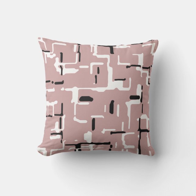 Coussin Motif Noir Blanc Rose Cool (Recto)