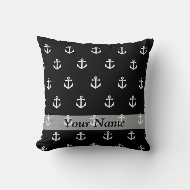 Coussin Motif noir d'ancre (Recto)