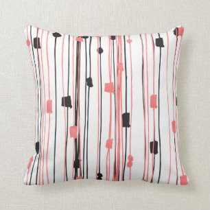 Coussin Motif noir de corail tiré par la main d'abrégé sur