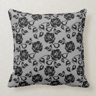 Coussin Motif noir de dentelle sur l'arrière - plan blanc