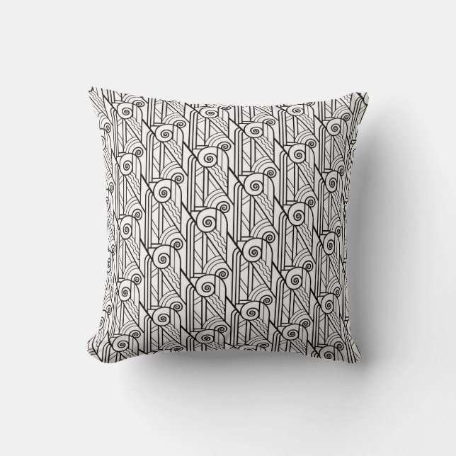 Coussin Motif noir et blanc d'art déco (Recto)