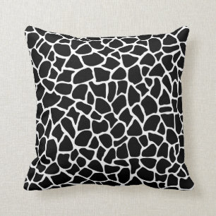 Coussin Motif noir et blanc de girafe de poster de animal