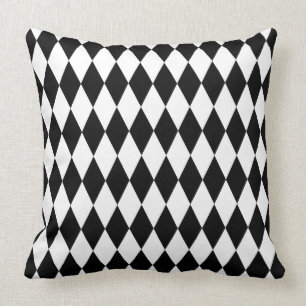 Coussin Motif noir et blanc de harlequin de diamant