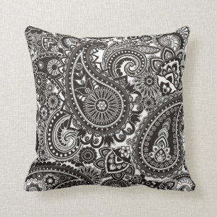 Coussin Motif noir et blanc de Paisley