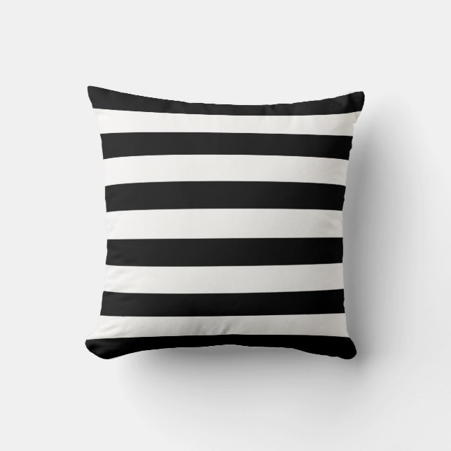 Coussin Motif noir et blanc de rayure (Recto)