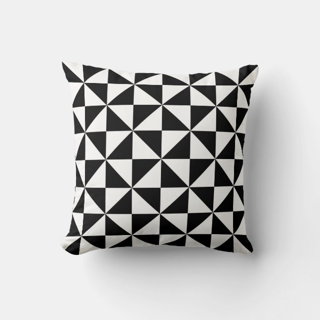 Coussin Motif noir et blanc de triangle (Recto)