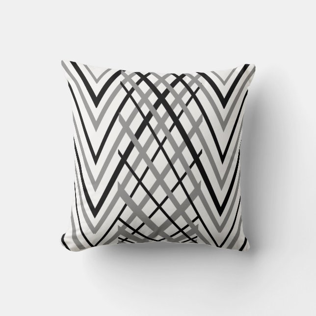 Coussin Motif noir, gris et blanc (Recto)