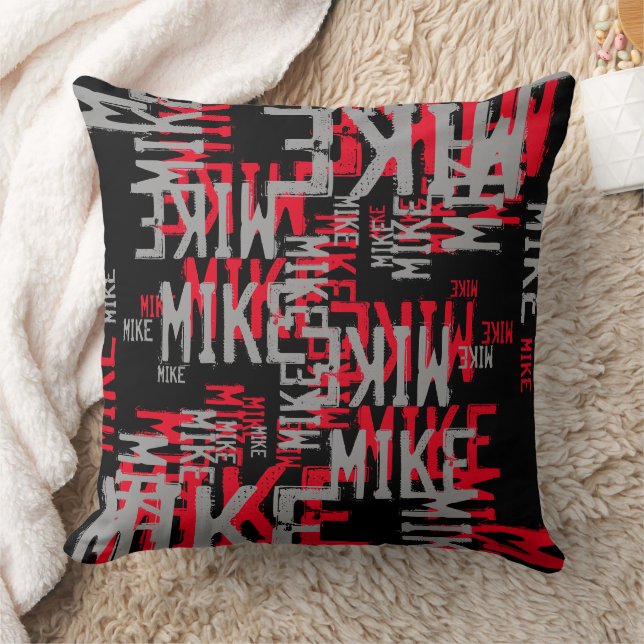 Coussin Motif noir gris rouge des noms Cool moderne (Couverture)