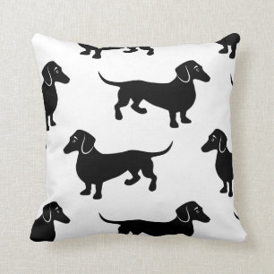 Coussin Motif noir mignon de teckel