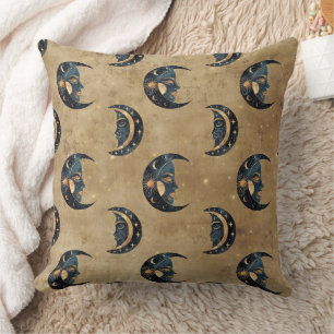 Coussin Motif Nuit Étoilée Lune Céleste Or (5)
