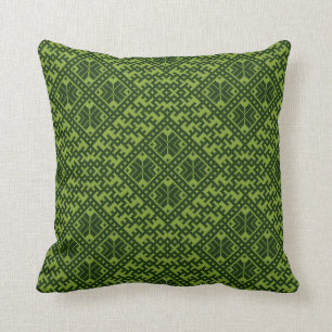 Coussin motif numérique géométrique en vert