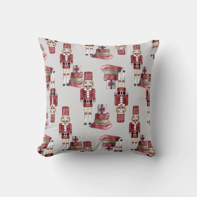 Coussin Motif Nutcracker à l'aquarelle de Noël (Recto)
