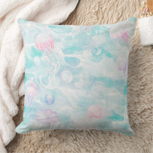 Coussin Motif Océan Méduse Aquarelle Envoûtant (5)