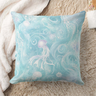 Coussin Motif Océan Méduse Aquarelle Envoûtant (6)