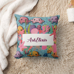 Coussin Motif Octopus Kawaii Imprimer