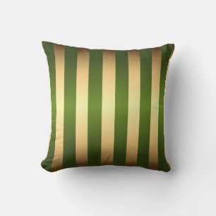 Coussin Motif Olive Green Gold Stripes