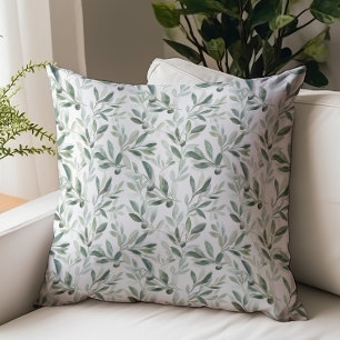 Coussin Motif olivier rustique aquarelle vert sauge