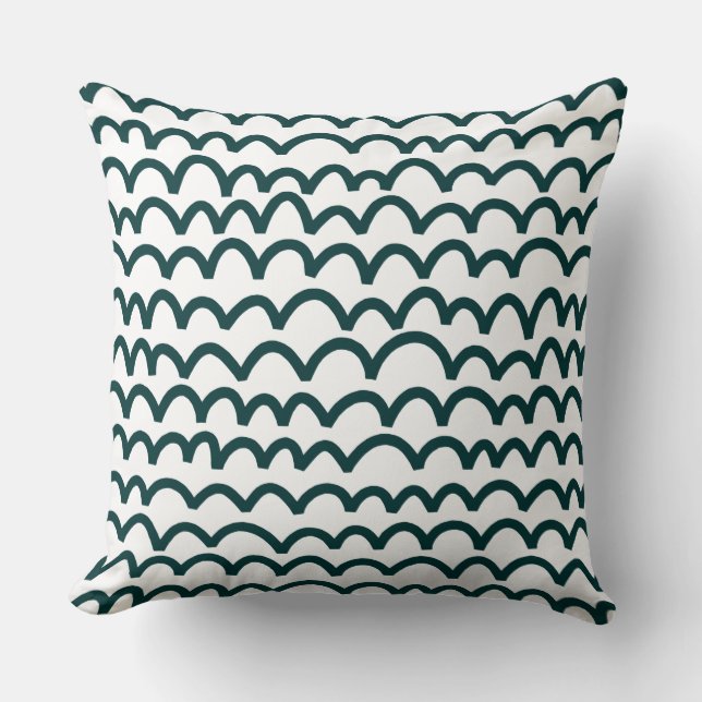 Coussin Motif ondulé - Moss foncé vert sur blanc (Recto)