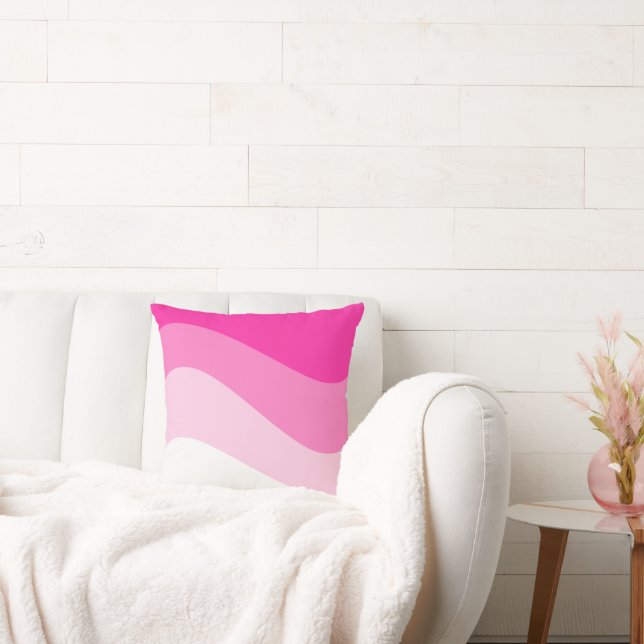 Coussin Motif ondulé ombré rose blanc (Canapé)