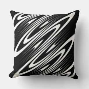 Coussin motif ondulé organique lisse noir et blanc
