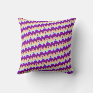 Coussin Motif ondulé rétro funky violet et jaune