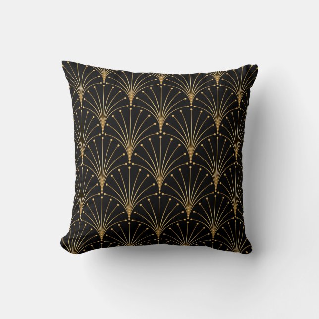 Coussin Motif or et noir. Arrière - plan de luxe (Recto)