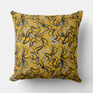 Coussin Motif or, noir et gris Boomerang   Rétro