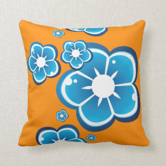 Coussin Motif orange bleu de fleur florale