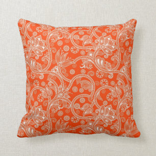Coussin Motif orange de remous de damassé