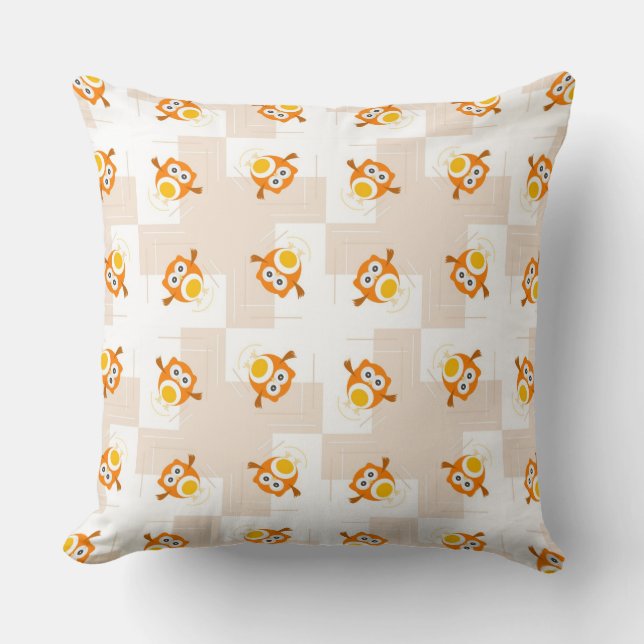 Coussin Motif orange d'illustration de hibou (Recto)