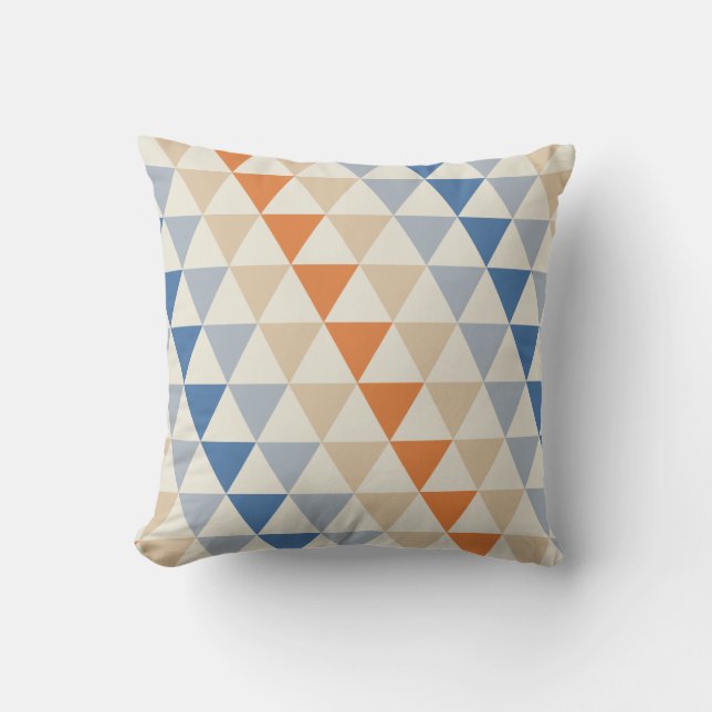 Coussin Motif orange et blanc bleu contrastant de triangle (Recto)