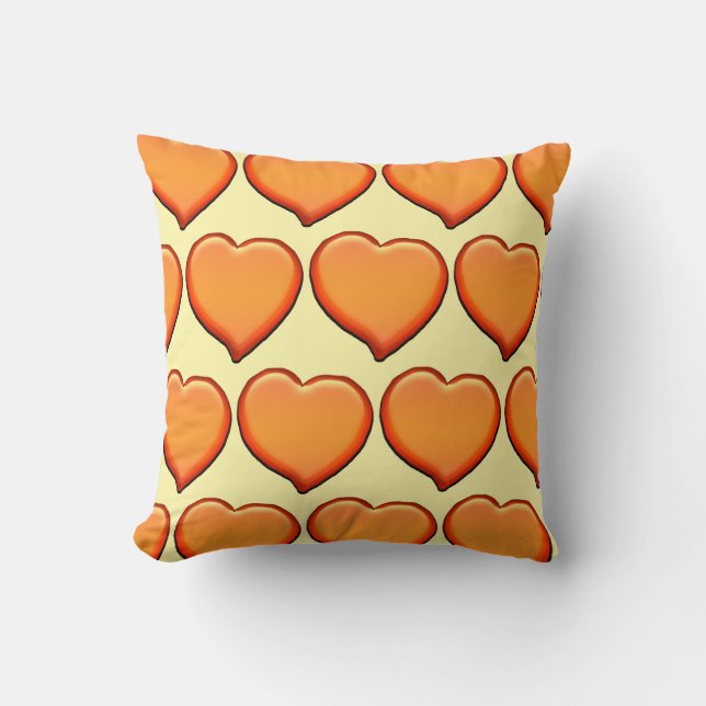 Coussin Motif Orange Hearts (Recto)