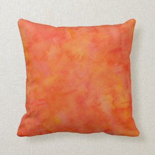 Coussin Motif orange lumineux de texture d'aquarelle