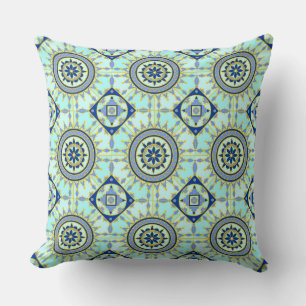 Coussin Motif Oriental Bleu