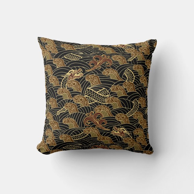 Coussin Motif oriental de dragon de mer (Recto)