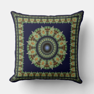 Coussin Motif oriental de fée fractale verte