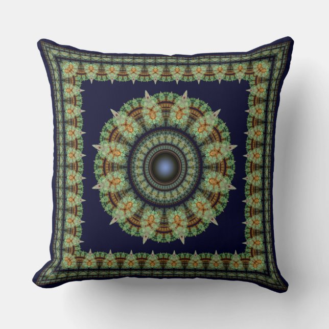 Coussin Motif oriental de fée fractale verte (Recto)