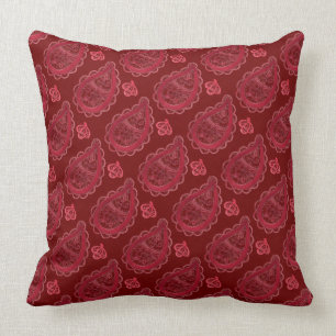 Coussin Motif Ornat Burgundy Paisley