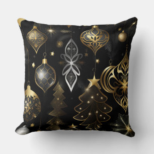 Coussin Motif Ornements Traditionnels Argent Et Or