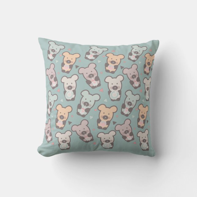 Coussin Motif Ours et Donuts pour Enfants (Recto)