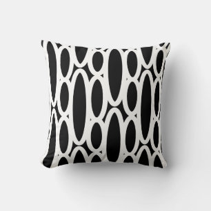 Coussin Motif ovale abstrait moderne noir et blanc