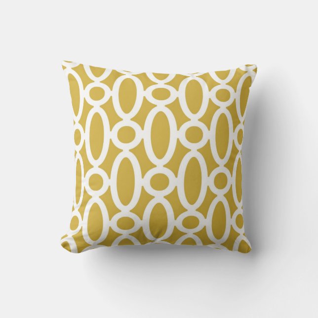 Coussin Motif ovale moderne de liens dans la moutarde et (Recto)