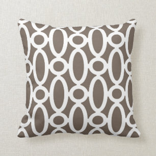 Coussin Motif ovale moderne de liens dans le Taupe et le