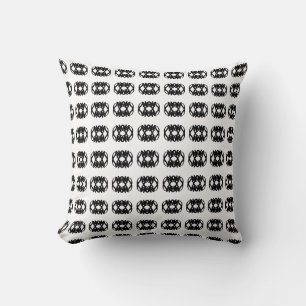 Coussin Motif ovale noir abstrait moderne sur fond blanc