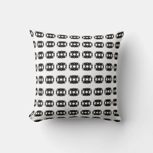 Coussin Motif ovale noir abstrait moderne sur fond blanc (Recto)