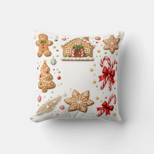 Coussin Motif pain d'épices de Noël et canne à sucre