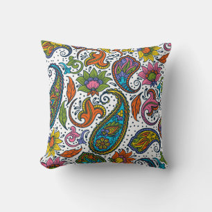 Coussin Motif Paisley fleuri coloré